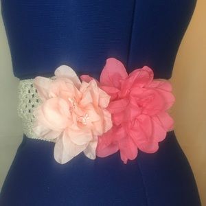 Women’s Pink & Peach Stretchy Flower Button Belt